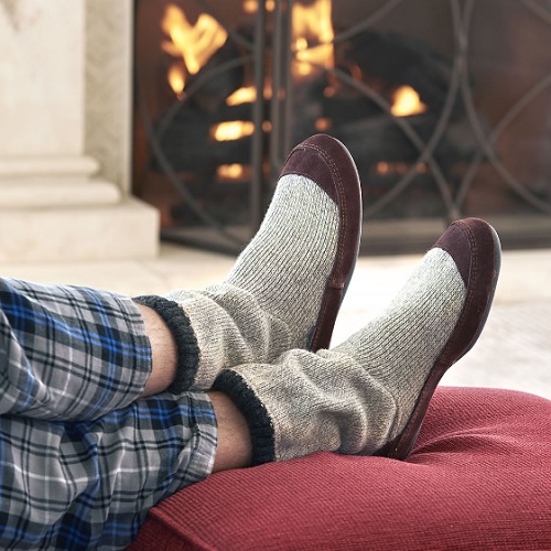 The Astronaut’s Slipper Socks – The warmth and durability of twisted rag wool hug the foot from toe to the mid-calf