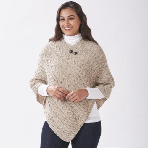 The Genuine Aran Wool Poncho – the poncho knit of 100% worsted wool